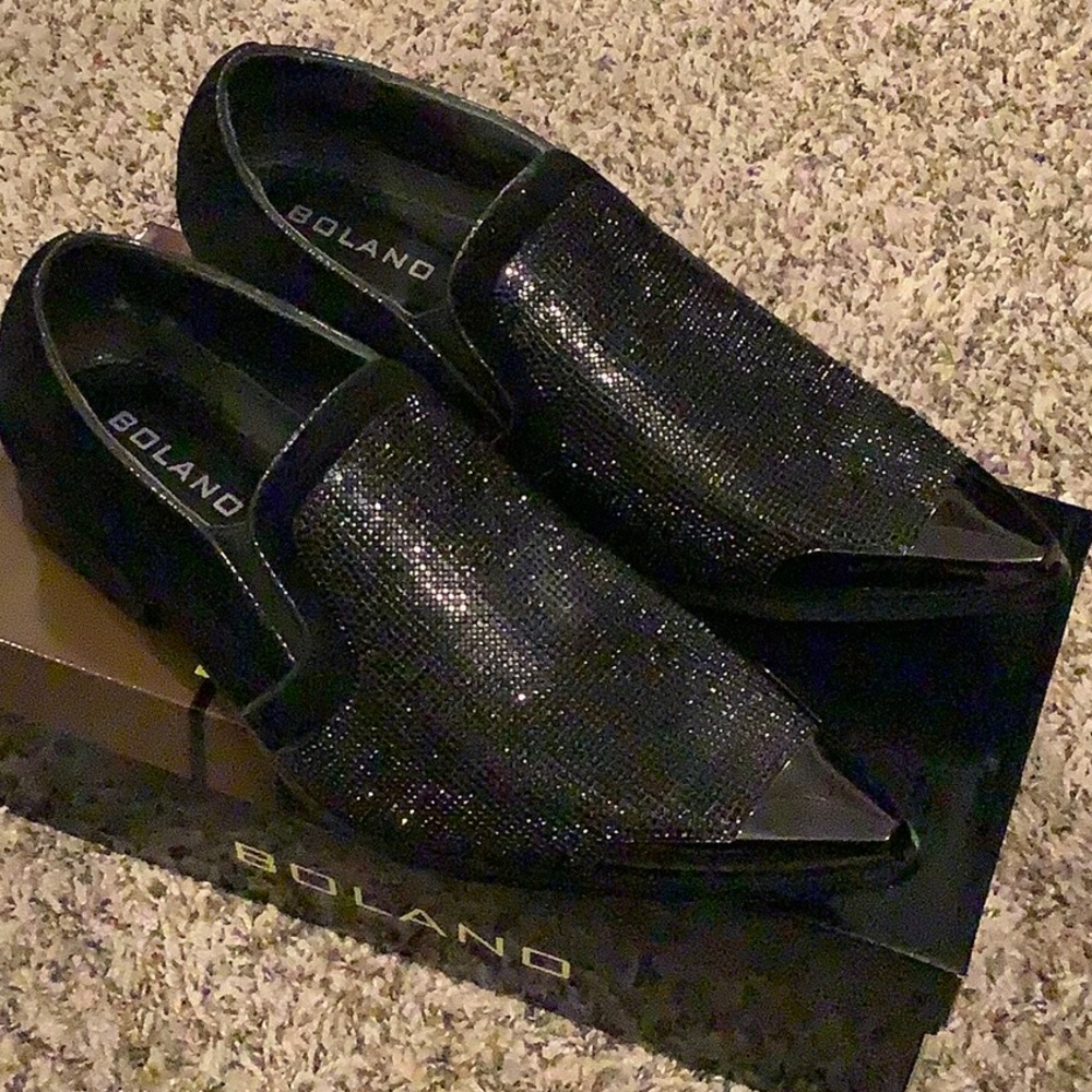 Men's Bolano DEZZY METAL TOE POINTY Black Shoes SouthWestern Vibe Sz 10.5 NWT